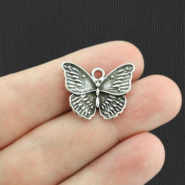 5 Butterfly Antique Silver Tone Charms - SC5463