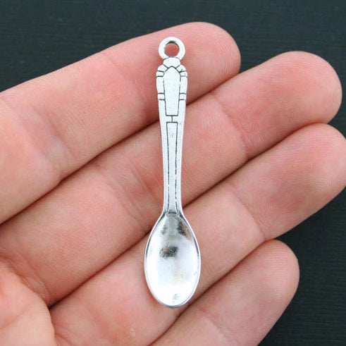 4 Spoon Antique Silver Tone Charms - SC3010