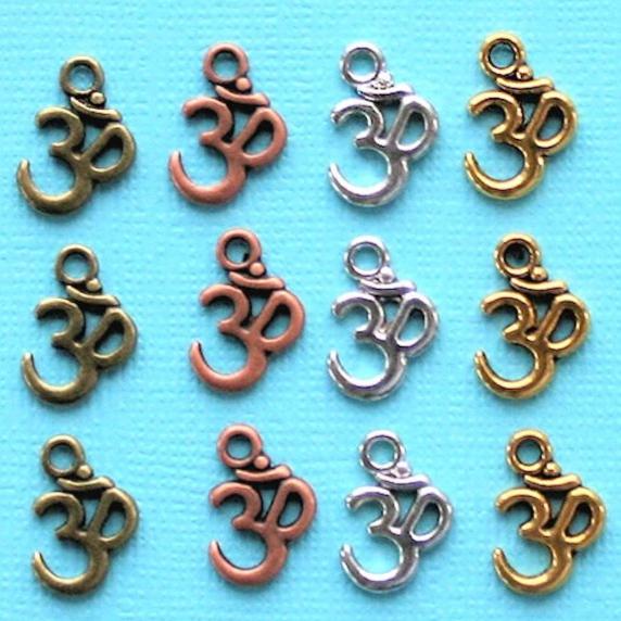 OM Charm Collection Antique Silver Bronze Copper and Gold Tone 12 Charms - COL222