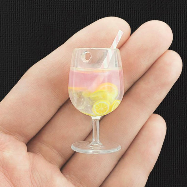 4 Pink Lemonade Resin Charms 3D - K415