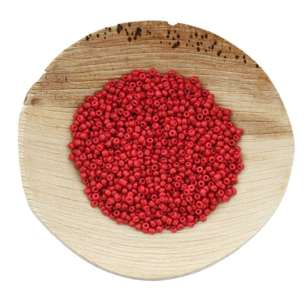 Seed Glass Beads 8/0 3mm - Red - 50g 1200 Beads - BD2519