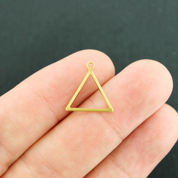 12 Triangle Gold Tone Charms 2 Sided - BR050