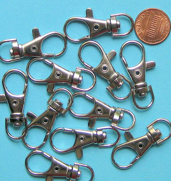 Fermoirs mousqueton pivotants argentés - 37,5 mm x 16,5 mm - 5 pièces - Z020