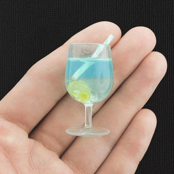 4 Blue Lemonade Resin Charms 3D - K410