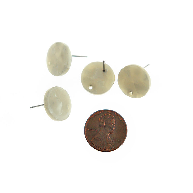 Boucles d'oreilles en acier inoxydable en résine - Clous blancs avec trou - 15,5 mm x 2,5 mm - 2 pièces 1 paire - ER483