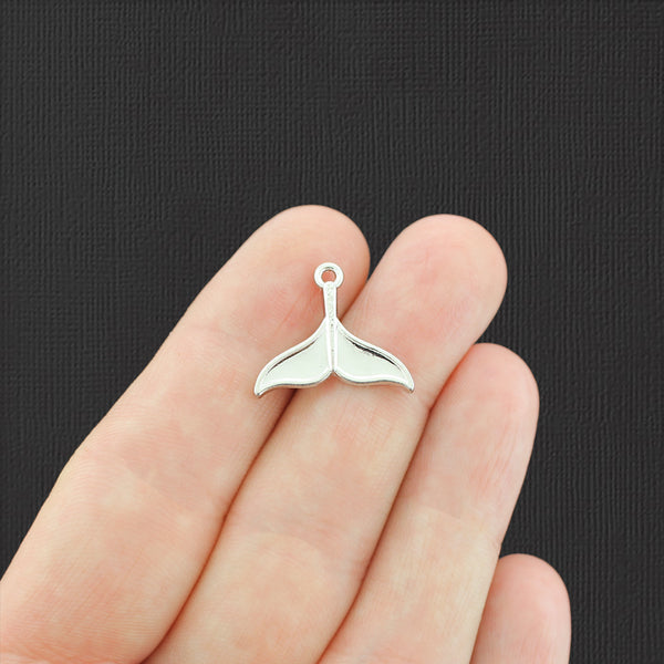 4 Whale Tail Silver Tone Charms 2 Sided - SC2930