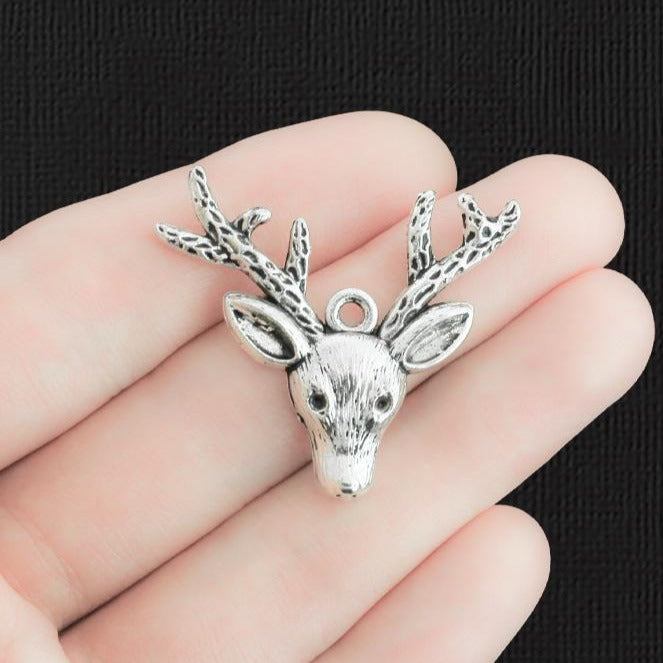 8 Reindeer Antique Silver Tone Charms - XC046
