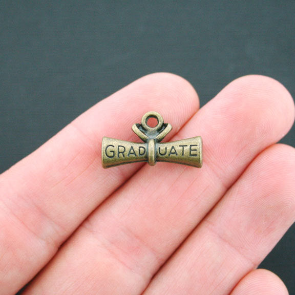 4 Graduate Diploma Antique Bronze Tone Charms 3D - BC402