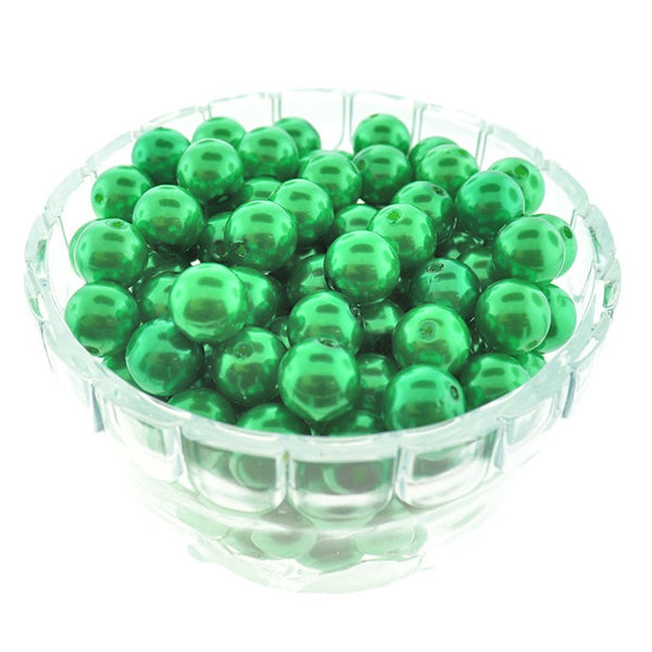 Round Acrylic Beads 13mm - Metallic Green - 25 Beads - BD2115