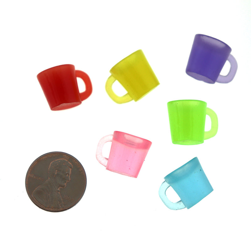5 Assorted Coffee Cup Resin Charms 3D - K075