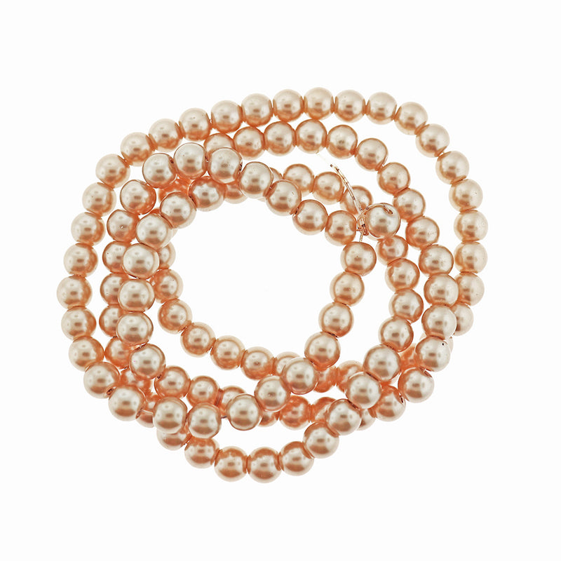 Perles Rondes en Verre 8mm - Or Nacré - 1 Rang 105 Perles - BD2311