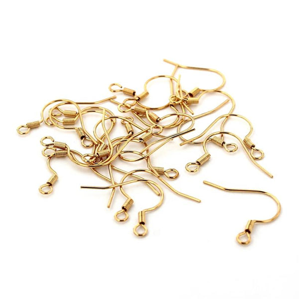 Boucles d'oreilles en acier inoxydable doré - Crochets de style français - 18 mm x 20 mm - 10 pièces 5 paires - FD710