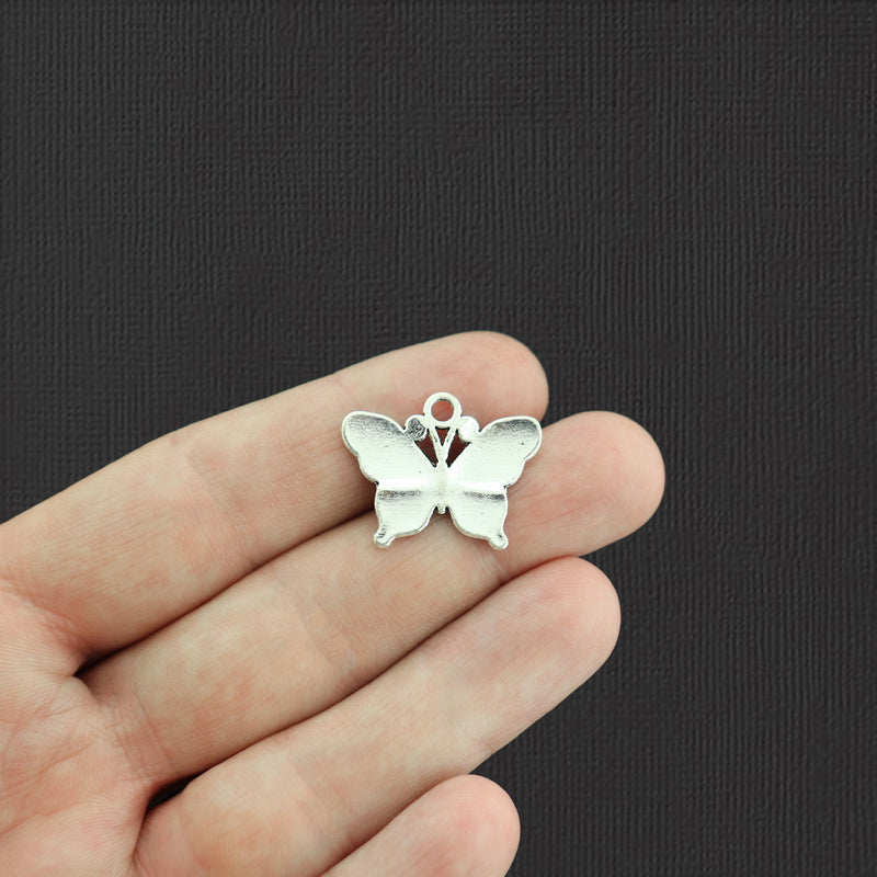 8 Butterfly Antique Silver Tone Charms - SC5779