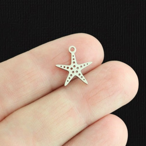 2 Starfish Stainless Steel Charms 2 Sided - SSP553
