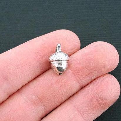 6 Acorn Antique Silver Tone Charms 3D - SC4054