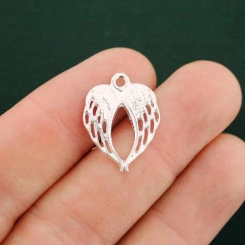 6 Angel Wings Silver Tone Charms - SC6364