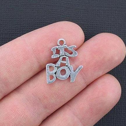 6 breloques ton argent antique bébé garçon - SC3326