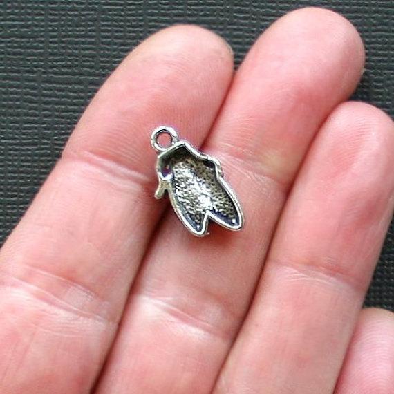 6 Ballet Slipper Antique Silver Tone Charms - SC4542