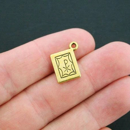 6 Bible Antique Gold Tone Charms 2 Sided - GC283
