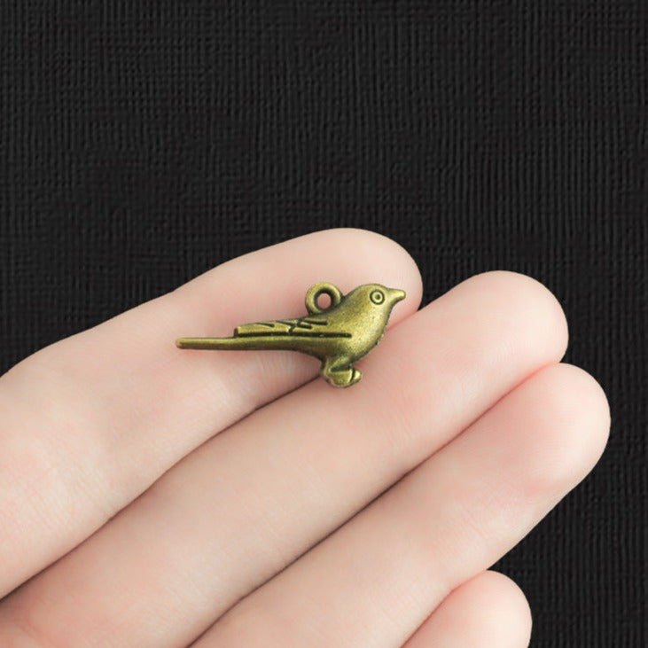 6 Bird Antique Bronze Tone Charms 3D - BC016
