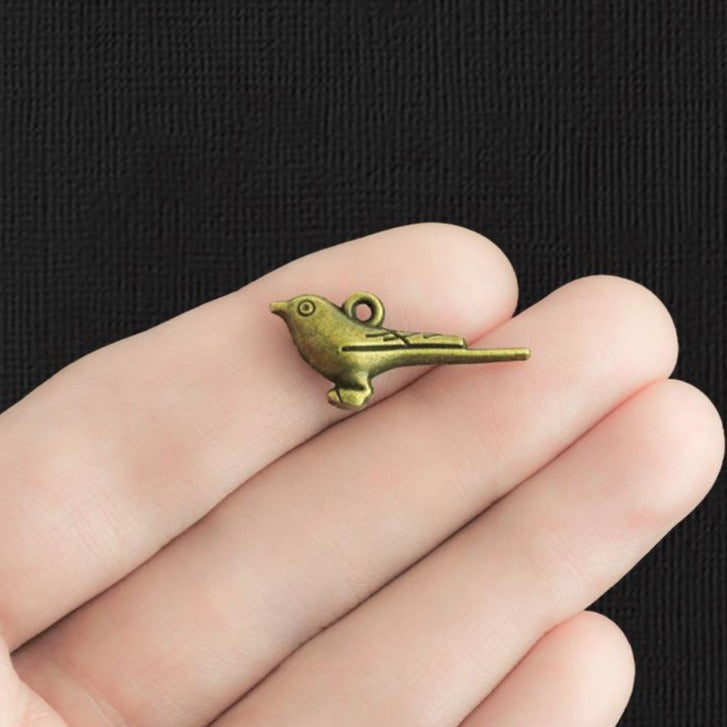 6 Bird Antique Bronze Tone Charms 3D - BC016