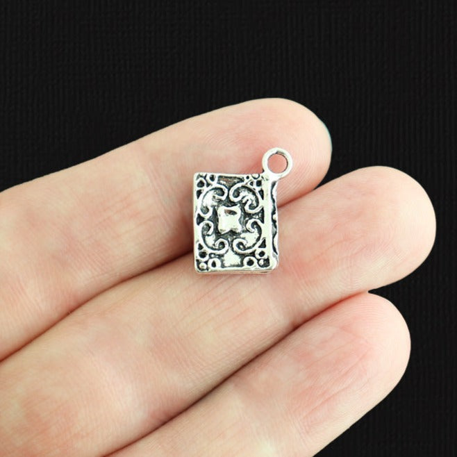 6 Book Antique Silver Tone Charms 2 Sided - SC962