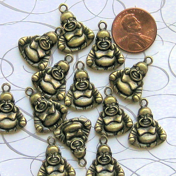 6 Buddha Antique Bronze Tone Charms - BC181