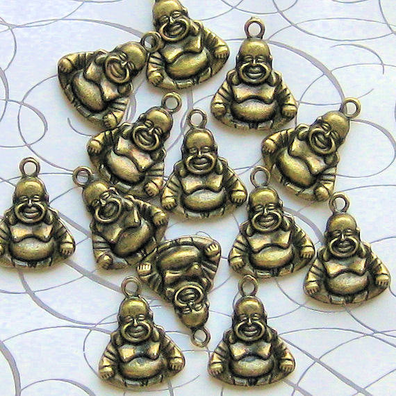 6 Buddha Antique Bronze Tone Charms - BC181