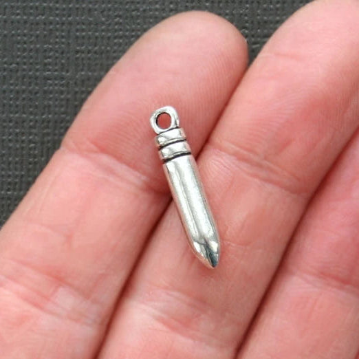 6 Bullet Antique Silver Tone Charms 3D - SC403
