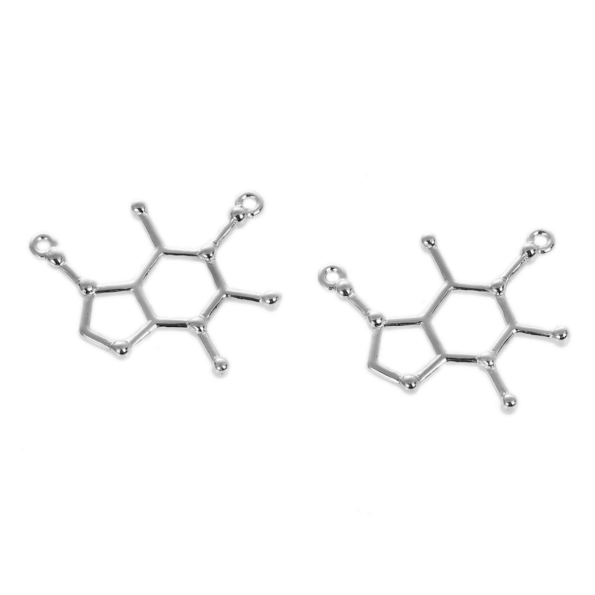 6 breloques de ton argent antique de molécule de caféine - SC5609