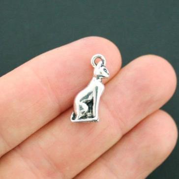 6 breloques chat argent antique 3D - SC5599