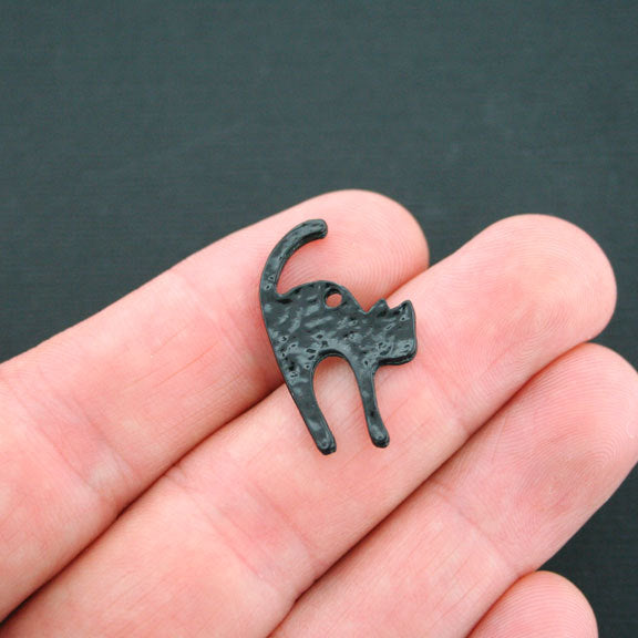 6 Cat Black Enamel Charms 2 Sided - SC4627
