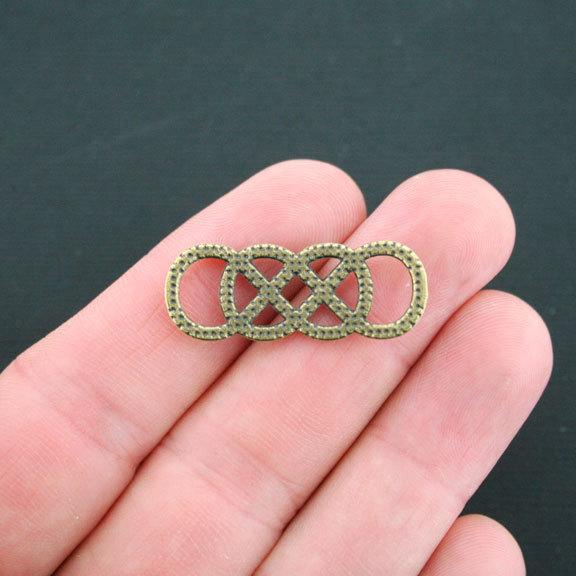 6 Celtic Knot Connector Antique Bronze Tone Charms - BC956