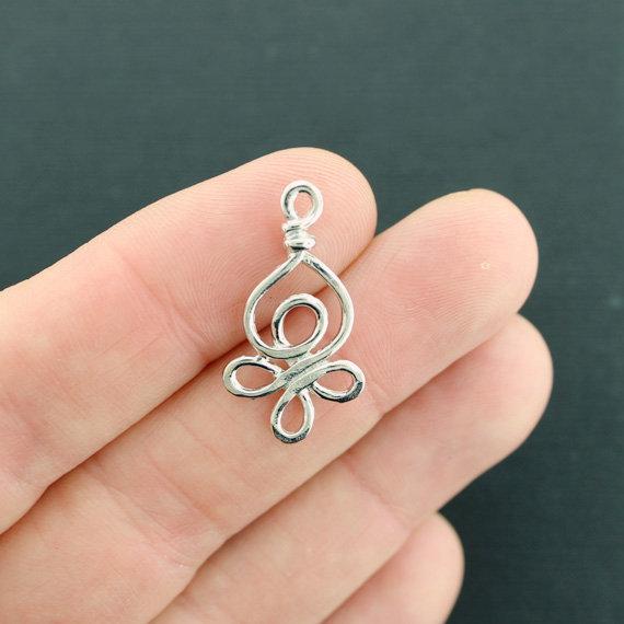 6 Celtic Knot Silver Tone Charms 2 Sided - SC7096