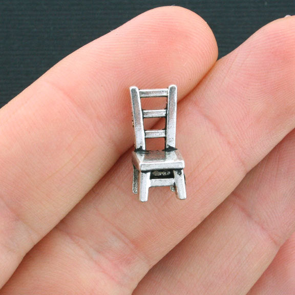 6 Chair Antique Silver Tone Charms 3D - SC4043