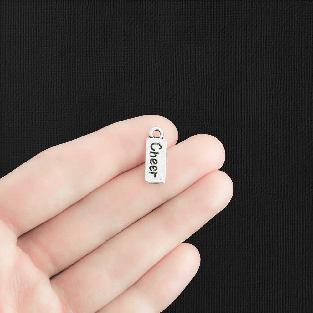 6 Cheer Antique Silver Tone Charms - SC2622