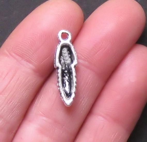 6 Corn Cob Antique Silver Tone Charms - SC794