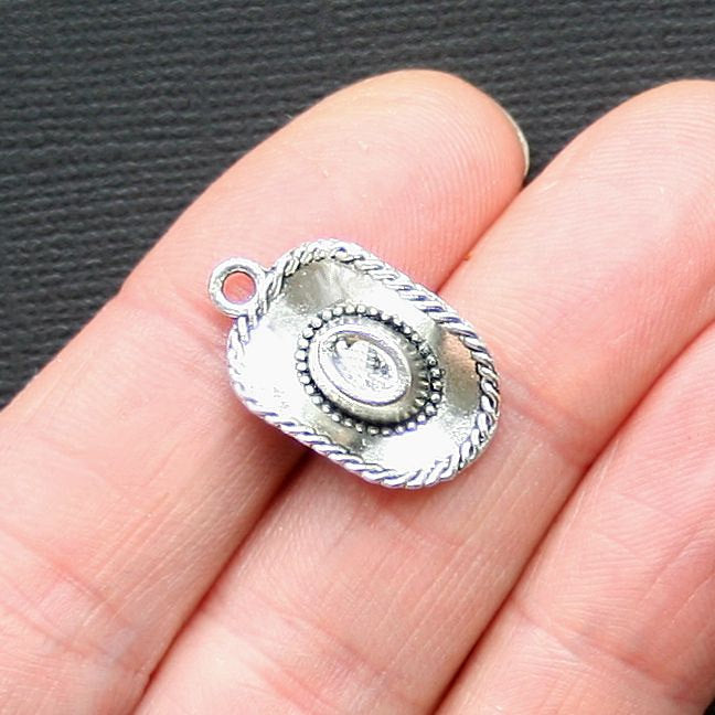 6 breloques de ton argent antique chapeau de cowboy - SC3091