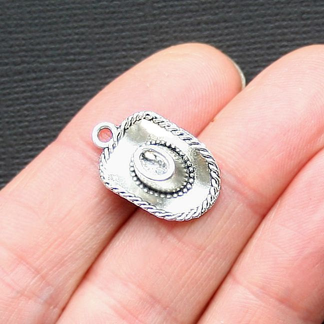 6 breloques de ton argent antique chapeau de cowboy - SC3091