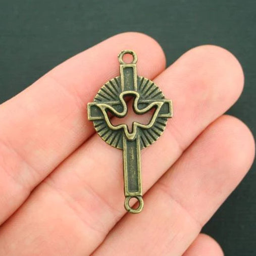 6 Cross Connector Antique Bronze Tone Charms - BC248