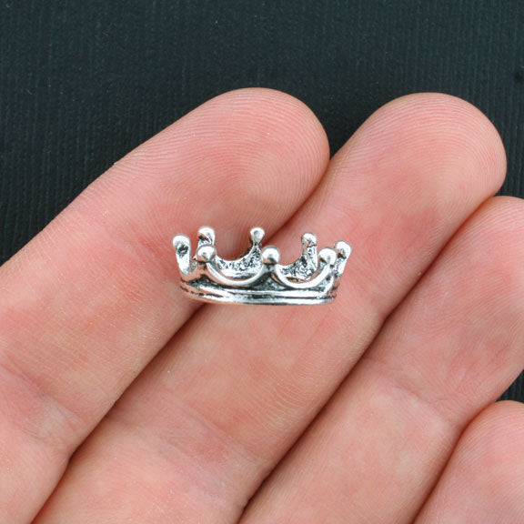 6 Crown Antique Silver Tone Charms 3D - SC1895