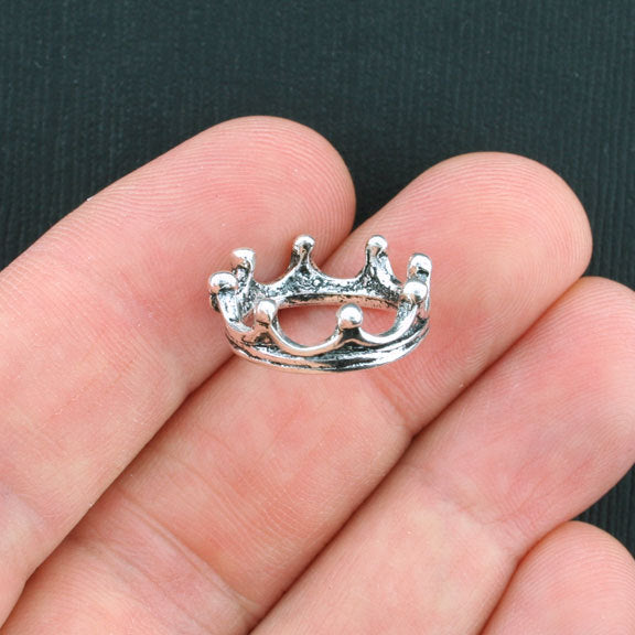 6 Crown Antique Silver Tone Charms 3D - SC1895