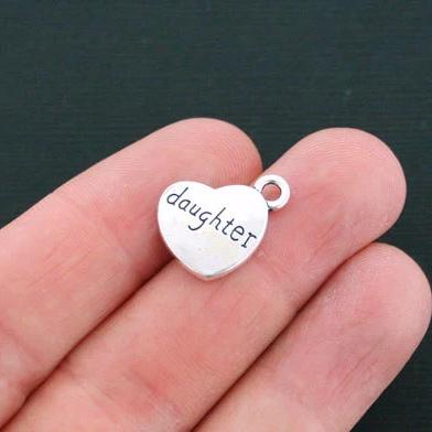 6 Daughter Antique Silver Tone Charms 2 Sided - SC4689