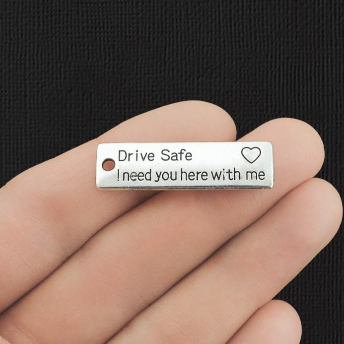 6 Drive Safe Antique Silver Tone Charms - SC3650