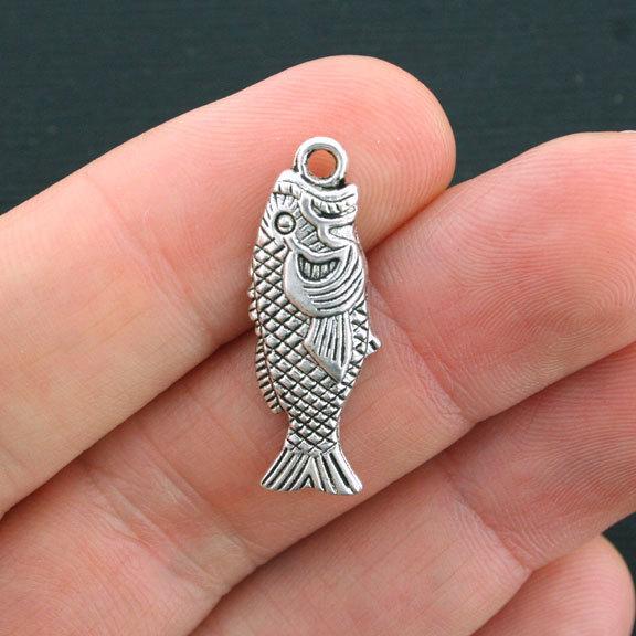 6 breloques de ton argent antique poisson - SC4063