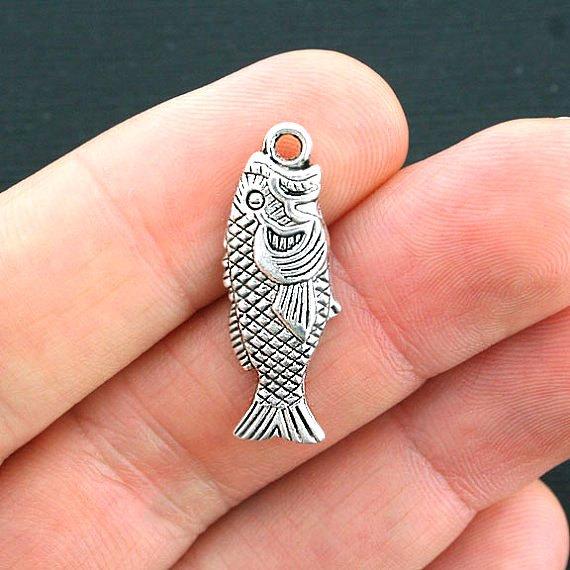 6 breloques de ton argent antique poisson - SC4063