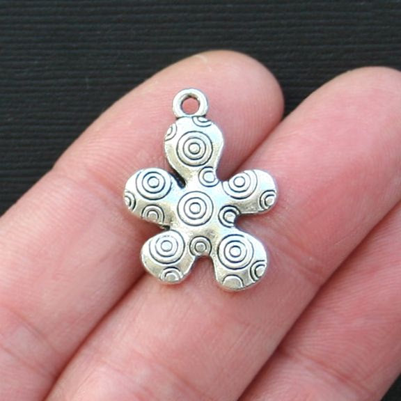 6 breloques de ton argent antique fleur - SC2775