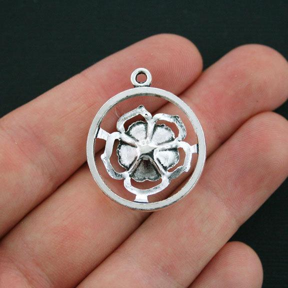 6 breloques de ton argent antique fleur - SC4088