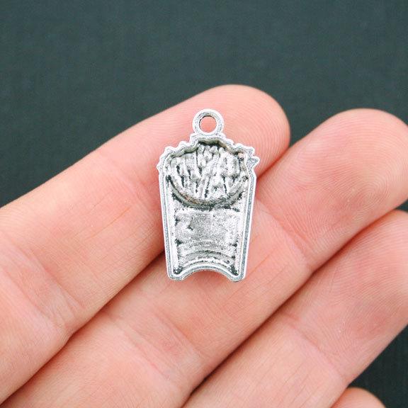 6 French Fries Antique Silver Tone Charms - SC5040