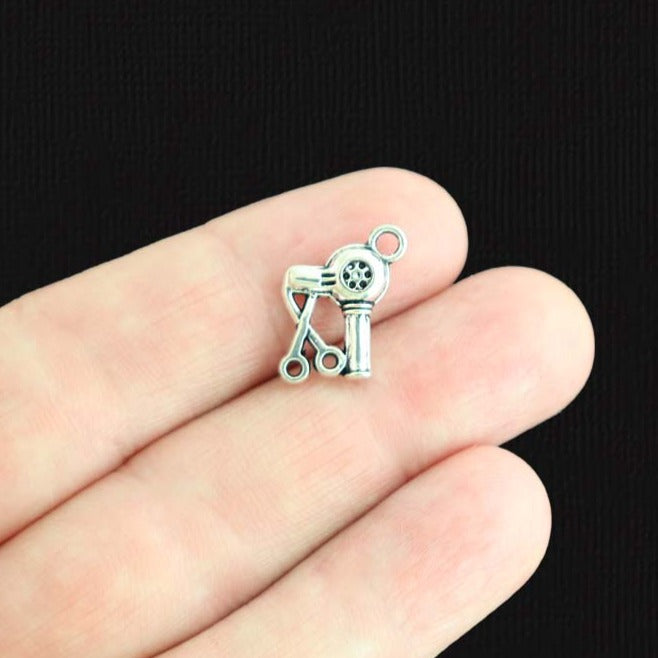 6 Hairdresser Antique Silver Tone Charms 2 Sided - SC1328